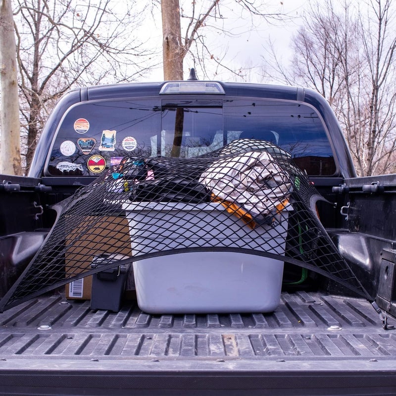 SENYAZON Highly Elastic Cargo Net, 4'x6' Stretches to 8'x12, Suitable for 6.5ft - 8.1ft Long Bed Trucks, Trailers (Lager Double Layer) - Image 4